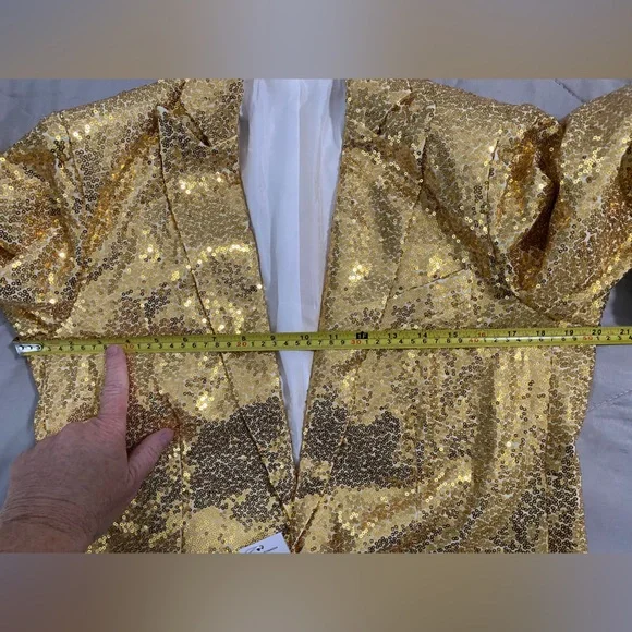 Gold Sequined Women's Pantsuit Jacket Pants Size Large NWT Fully Lined - Picture 10 of 16